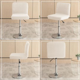 Levoberg Fodera per sgabello da bar con schienale impermeabile, copertura per seggiolone da bar estensibile, fodera per sedia da sala da pranzo girevole lavabile, 4 pezzi, beige