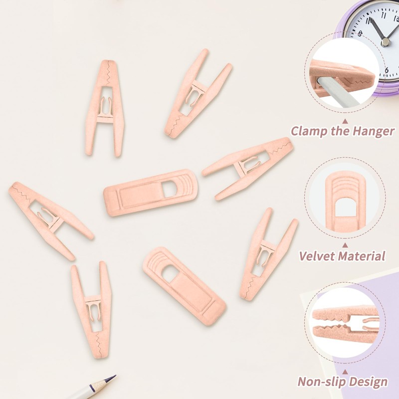 Feelorna 20 Pcs Velvet Hangers Clips, Non-Slip Clothes Hanger Clips