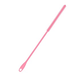 Silicone Straw Brush, 8mm Pink 9.45in Long Straw Cleaner with Hanging Hole Reusable Straw Washing Tool Bendable Crevice Brush Slim Pipe Brush for Glass Metal Straw