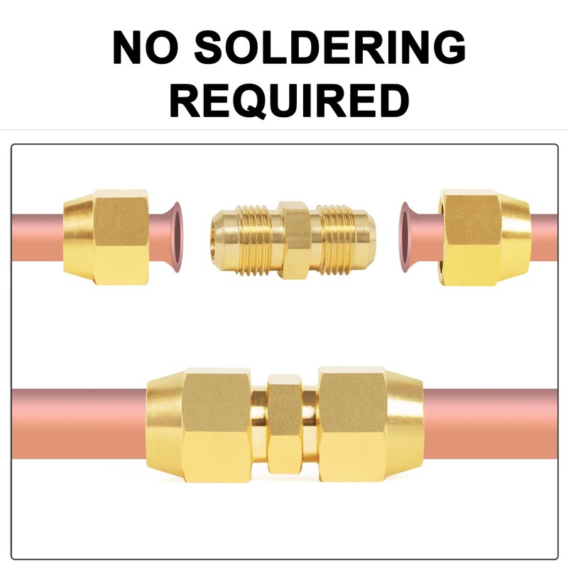 ChillWaves Brass Flare Tube Fittings, SAE 45 Degree 1/2" Flare