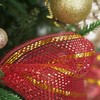 MEEDEE 10 Inch Mesh Ribbon Red and Gold Christmas Deco