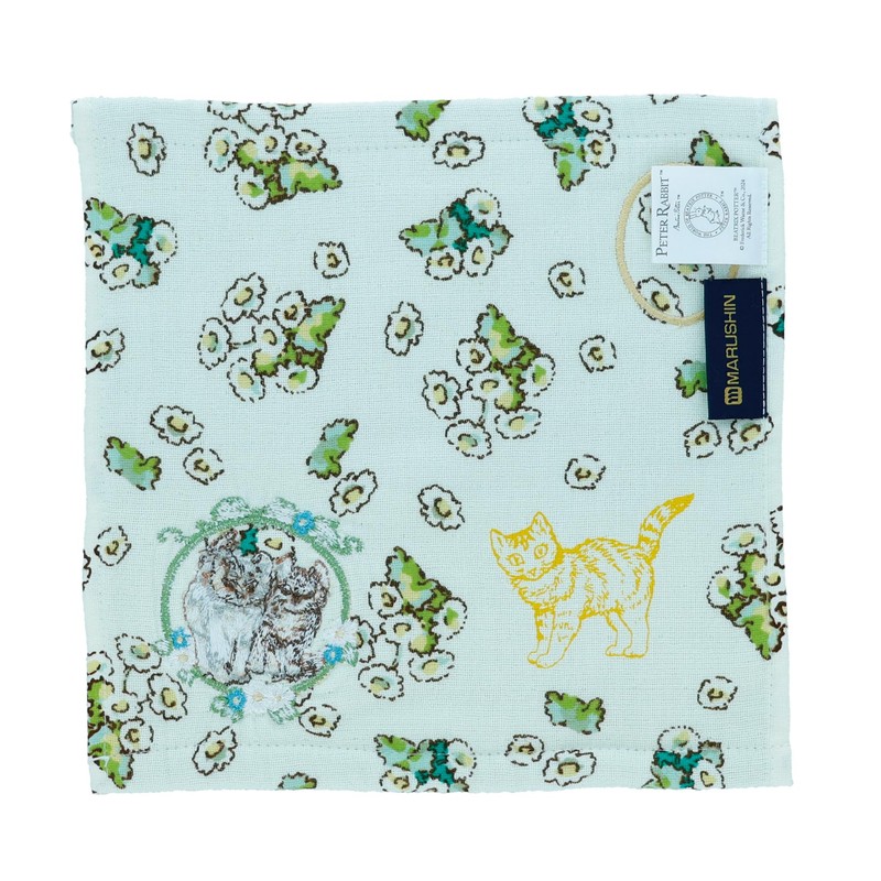 Marushin 5605012700 Mini Towel, Peter Rabbit Simple Flower Green, 100%