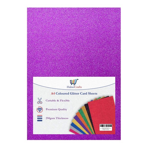 Purple Glitter Sparkle Card A4 No Mess Glittery Craft Card