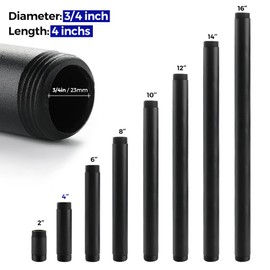 3/4"x 4" Black Painted Industrial Pipe - Home Expert 10 Pack Black Malleable Cast Iron Pipe Heavy Duty Pre Cut Metal Pipe Threaded Gray Pipe Fitting for Industrial Vintage Style DIY Project