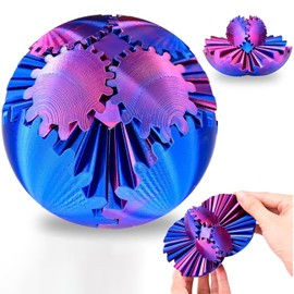 Gear Ball 3D Printed Fidget Toy, Spin Ball or Cube Fidget Toy, Steampunk Gear Sphere Stress Relief, Cool Stuff Toy Gift for Years, Children, Adults, Relaxation Toy (Ball Shapes)