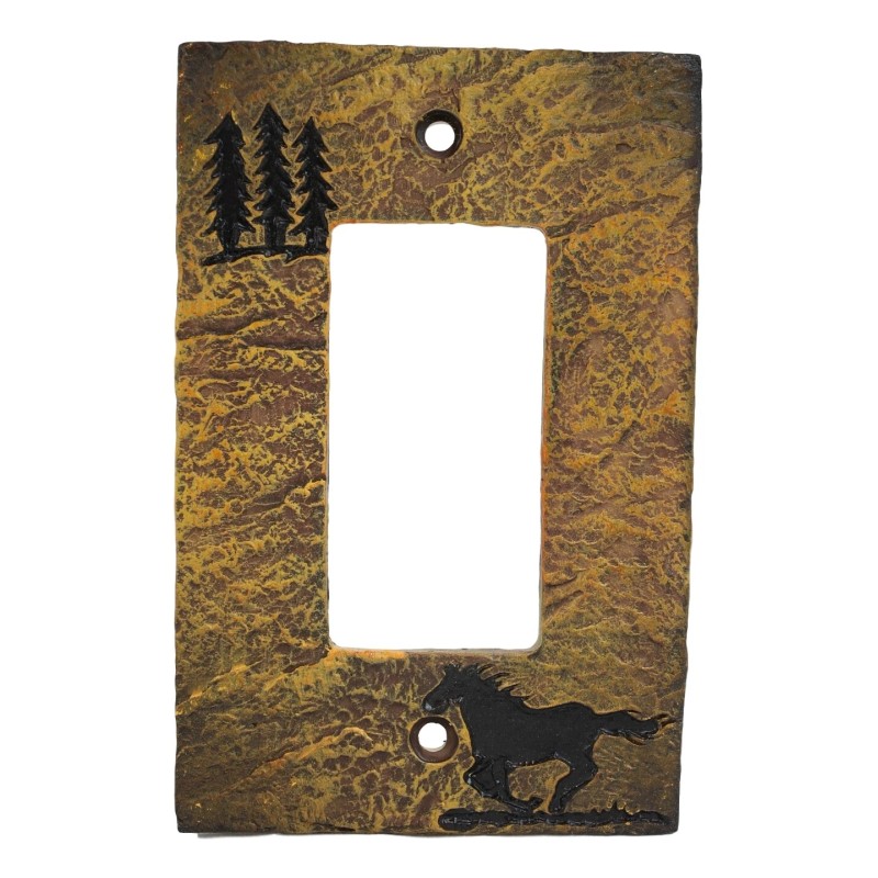 Set of 2 Western Horse And Pine Trees Silhouette Wall