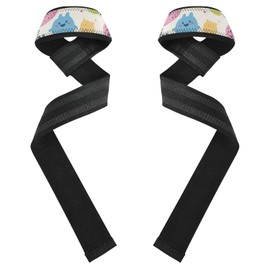 Lindas correas de muñeca de levantamiento de monstruos de dibujos animados de 26 pulgadas, antideslizantes, para levantamiento de pesas, levantamiento de peso, ejercicio, entrenamiento de fuerza