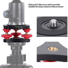Tripod Head Leveling Base Camera Level, LP-64 Camera Tripod Ball Head Leveling Base Aluminum Triple Wheel Leveler Spirit Level