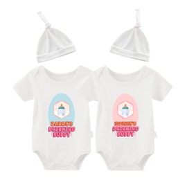 YSCULBUTOL Baby Twins Bodysuit Drinking Buddies Baby Shower Twin Boy Girl Matching Outfits Baby Triplets Set(white2 6m)