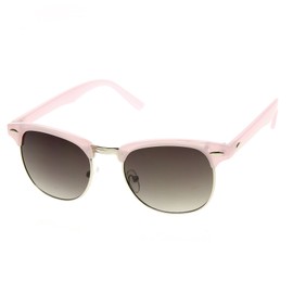 zeroUV Pastel Color Semi-Rimless Half Frame Horn Rimmed Sunglasses (Lilac)