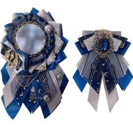 YUYAKESHI Can Badge Rosette Pain Bag Decoration, Handmade Rosette, Ribbon, Pain Bag Decoration, Can Badge, Garbage Rosette, Goods, Retro (Rosette + Same Color Ribbon F)