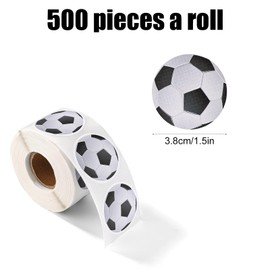 500pcs Soccer Stickers Self-Adhesive, 1.5in Football Sticker Roll Waterproof Sport Stick Ball Labels Envelope Seal for Gift Bag Scrapbook Soccer Team Gift Birthday Party Favor Class Reward