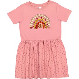 inktastic Oktoberfest Rainbow with Pretzel, Leaves, Accordian Toddler Dress 4T Mauve with Speckles 46e3e