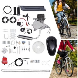 2 Stroke 100CC Bicycle Engine Kit Motorized Bike Motor Kit,Petrol Gas Powered Bicycle Motor Kit for 26" or 28" Bikes with V-Shaped Frames Conversion Full Set (44 Teeth)