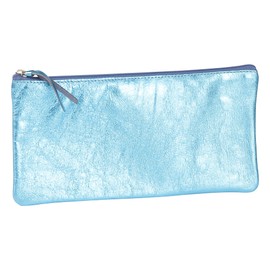 Clairefontaine Miror 410120C Pencil Case Lambskin Leather Flat 11 x 22 cm Turquoise