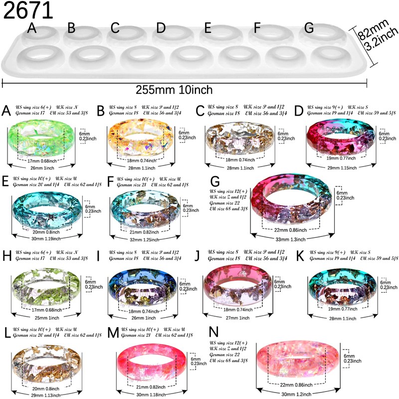 Bracelet and Ring Resin Jewellery Moulds Larger Sizes Set 19