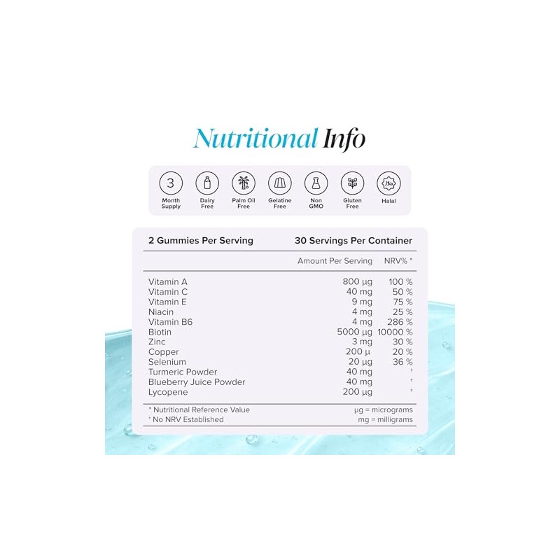 Hair Skin and Nails Vitamins | 60 Gummies | Biotin