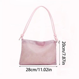 scalingscal Glitter Evening Bag Rhinestones, Evening Handbag, Clutches Shoulder Bag, Glitter Evening Bag, Shoulder Bag, Pink Glitter Evening Bag, Women, for Evening, Prom, Wedding, Party, Banquet,