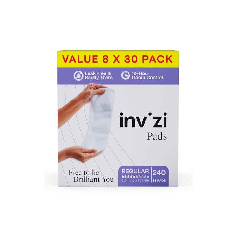 Invizi Regular Disposable Incontinence Pads – Slimline Pads for Light
