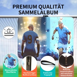 Oirigaga Football Trading Card Album for 400 Cards, 4 Pockets, Football Cards, Collector's Book, 3-Ring Sports Cards, Book Folder with Zip, Carry Handle and 50 Sleeves