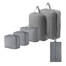 SOMADA 6 Pieces Packing Cubes Set (2 Compression + 4 Organization) Travel Essentials for Suitcase and Carry On, Travel Bags Luggage Organizer, Travel Accessories Christmas Holiday Gift - Gray
