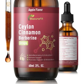 Ceylon Cinnamon Berberine Bitter Liquid Drops Supplement with Turmeric,Green Tea,Apple Cider Vinegar,Black Seed Oil for Immune System & Digestive System Supports 2 FL OZ