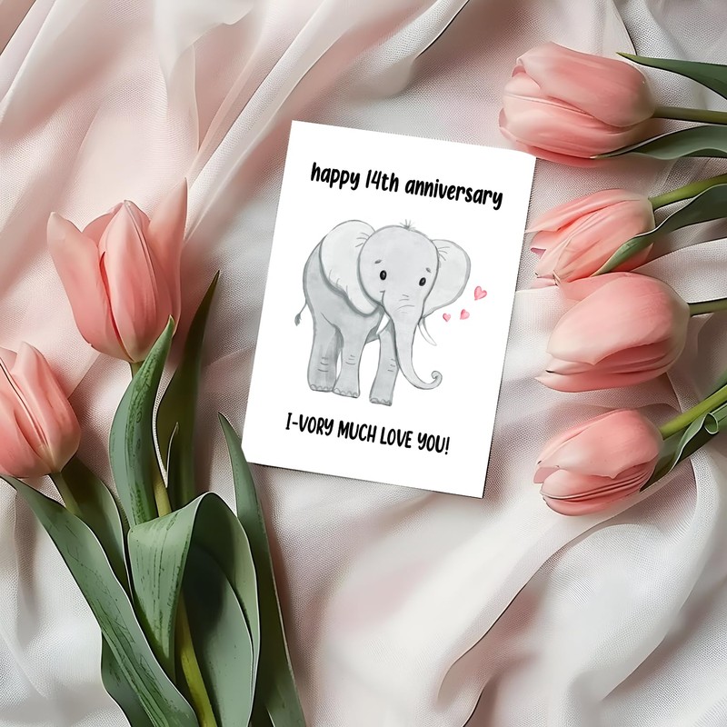 APVGifts Happy 14Th Anniversary - Pun Card - Ivory Anniversary