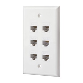 IBL - Cat6 Keystone Ethernet Wall Plate Female to Female - White (6 Port Cat6)