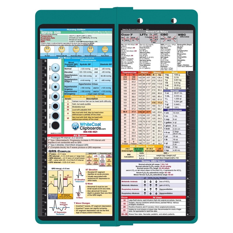 Whitecoat Clipboard - Vertical - Teal - Nursing Edition