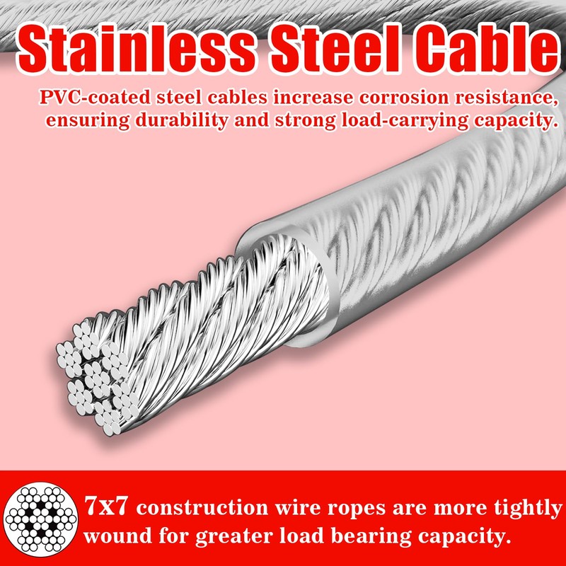 Vinyl Coated Galvanized Steel Wire Rope 3/16" PVC Covered