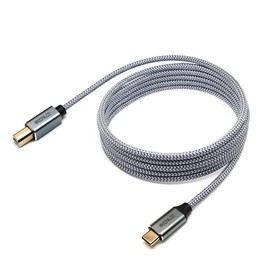 Sonilco High Speed 2.0 USB B to USB C Printer Cable 480 Mbps Universal Nylon Cord Compatible with MacBook Pro/Air MIDI Controller Piano Keyboard DAC Gray 2 Meters / 6.5 Feet Digital Wire