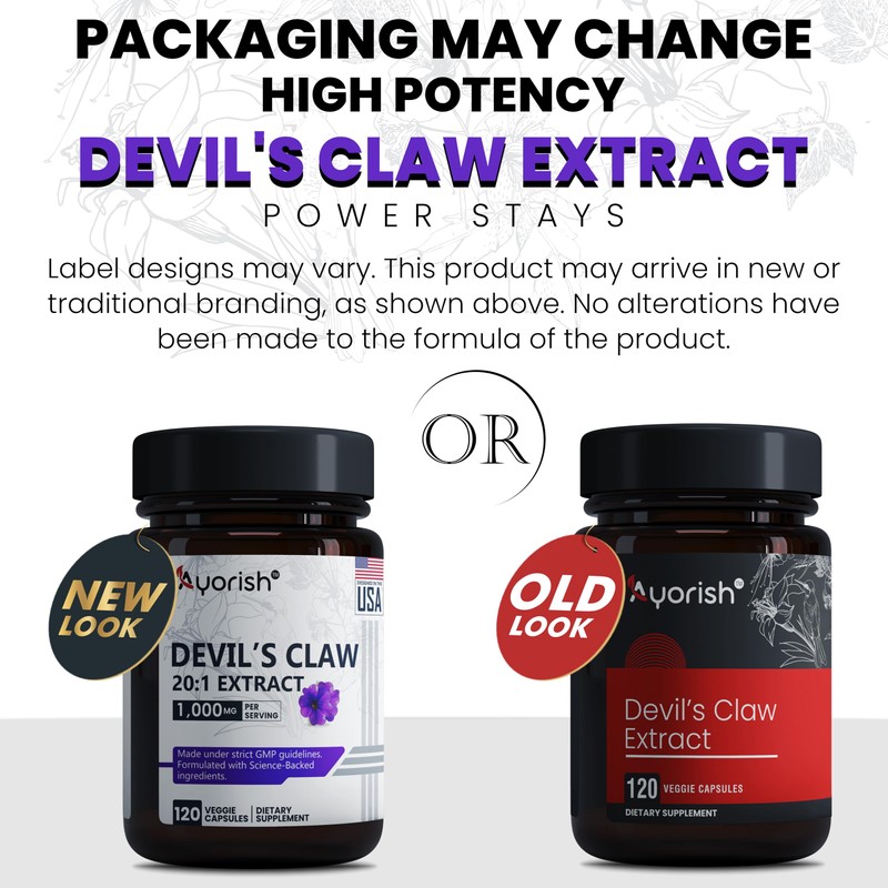 Ayorish Devils Claw 1000mg | 120 Capsules | 20:1 Concentrated