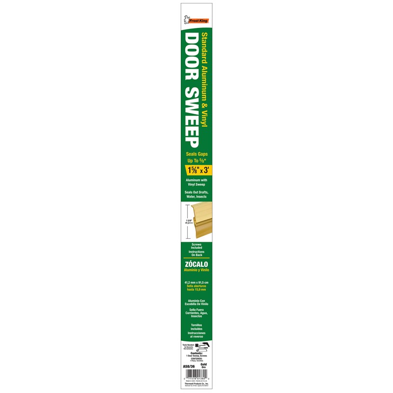 Frost King A58/36H Premium Aluminum And Vinyl Door Sweep 1-5/8-Inch