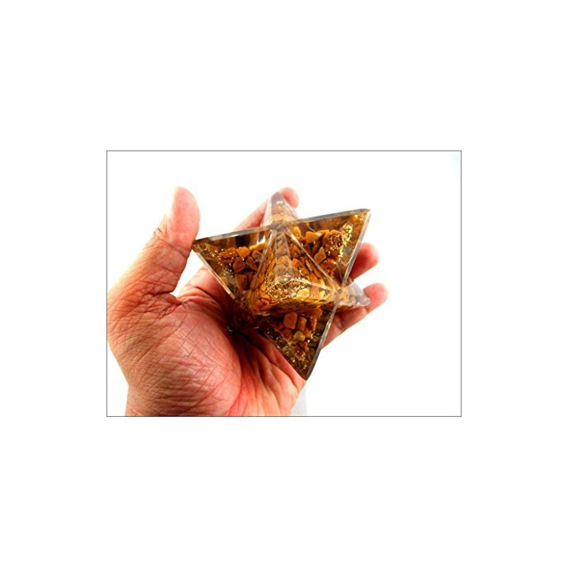 Jet International Yellow Jade Orgone Merkaba 4" Free Booklet Crystal