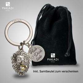 PAKADI Hugo Hedgehog Keyring, Silver matt / gold shiny, Keyring