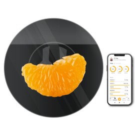 MACROSCALE Báscula portátil para alimentos. Uso con la aplicación Gourmetmiles Diet Monitoring Ultraportátil, Bluetooth, sin pantalla. Registra 30 micros y macros de alimentos envasados y naturales a