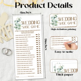 Minimalism Party Bridal Shower Games, Wedding Shoe Game, Botanical Eucalyptus Theme Wedding Shower Activity Games Cards, 25 Guests, Engagement Bachelorette Party, Newlyweds Party Decorations (4x9)
