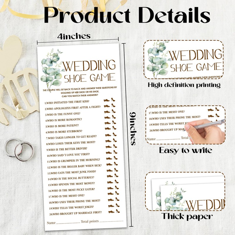 Minimalism Party Bridal Shower Games, Wedding Shoe Game, Botanical Eucalyptus