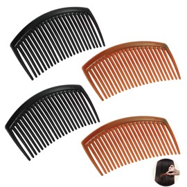 4 Stücke Haarkamm Zum Stecken, Haar Seitenkamm Einsteckkamm mit geteilten Zähnen 23 Zähne Kunststoff Haarspange Französische Seitenkämme Pony Haarkamm Side Hair Twist Comb für Frauen und Mädchen