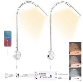 VST Books Lights for Headboard, Bedside Wall Mounted Reading Lamp, Reading Light Touch to Adjust Color Temp (3000K/4000K/6000K) and Brightness, USB/Type-C Charging Ports, 20W Driver, ETL-Listed