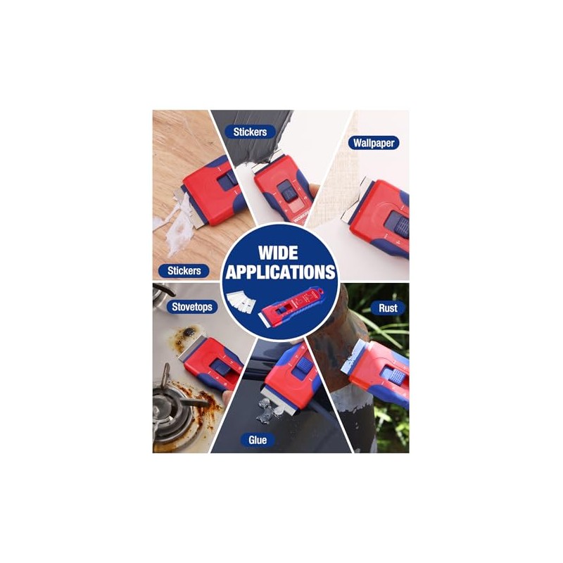 WORKPRO Retractable Razor Blade Scraper with 56 Blades, Built-in Storage