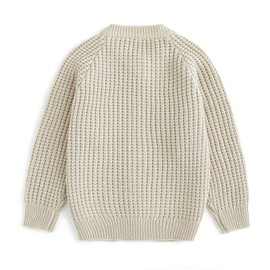 Curipeer Toddler Boys Knitted Cardigan Sweater Baby Neutral Solid Jackets Sweaters for Autumn and Spring 5-6T