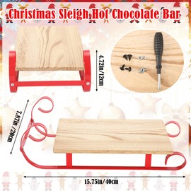 Sunnychicc Christmas Sleigh Hot Chocolate Bar Decor Red Christmas Hot Cocoa Wood Tray Holder Box Decorative Farmhouse Coffee Station Organizer for Xmas Home Office Kitchen Winter Gift Holiday Party