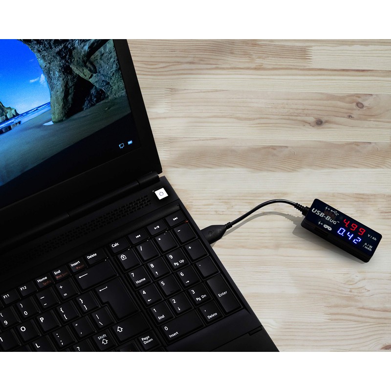 Triplett USB-Bug Dual-Output Inline USB-A Tester with Data Masking Port