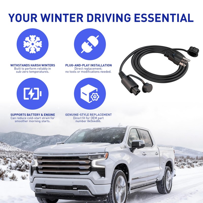 84564686 Engine Coolant Heater Cable Cord for Chevy Silverado 1500/LD/LTD