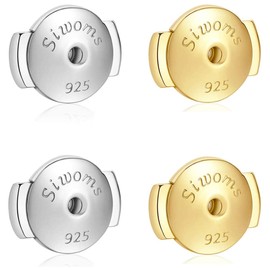 2-Pairs 14K Gold Locking Earring-Back Replacements for Studs, Hypoallergenic 925 Silver Secure Backings (No Fading, Comfort)
