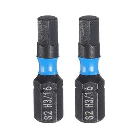 HARFINGTON 2pcs H3/16 SAE Hex Screwdriver Bit 1/4" Hex Shank 25mm/1" Length Magnetic Hexagon Head Hex Bits S2 Steel Screw Driver Bit Industrial Grade Electric Drill Bits