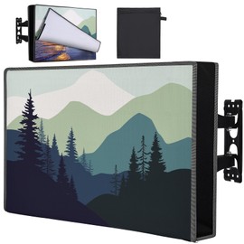 Basumee Outdoor TV Cover 48 to 50 inch Waterproof Weatherproof TV Cover for Outside Half-covered Front with Double Waterproof Zipper 600D Thick Fabric TV Enclosure Protectors For Outdoors, Blue Green