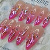 Hot pink glass bead handmade nail tip - Almond M