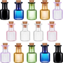 Mini botellas de cristal de color para deseos, frascos pequeños, botellas rectangulares con corcho para fiestas, bodas, decoración de bricolaje (14)
